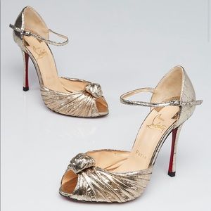 Christian Louboutin Platine Leather Marchavekel 100 Peep Toe size 37